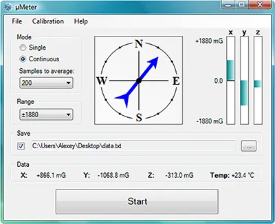 µMeter software application.