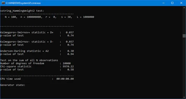 TestU01 Crush console window - photo 3.