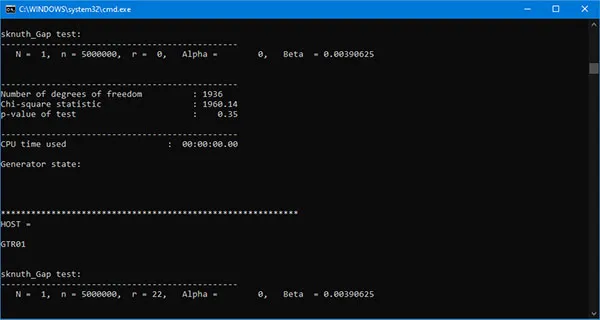 TestU01 Crush console window - photo 4.